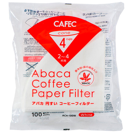 CAFEC - Abaca Paper Filters, 4 Cup, White, 100 pcs
