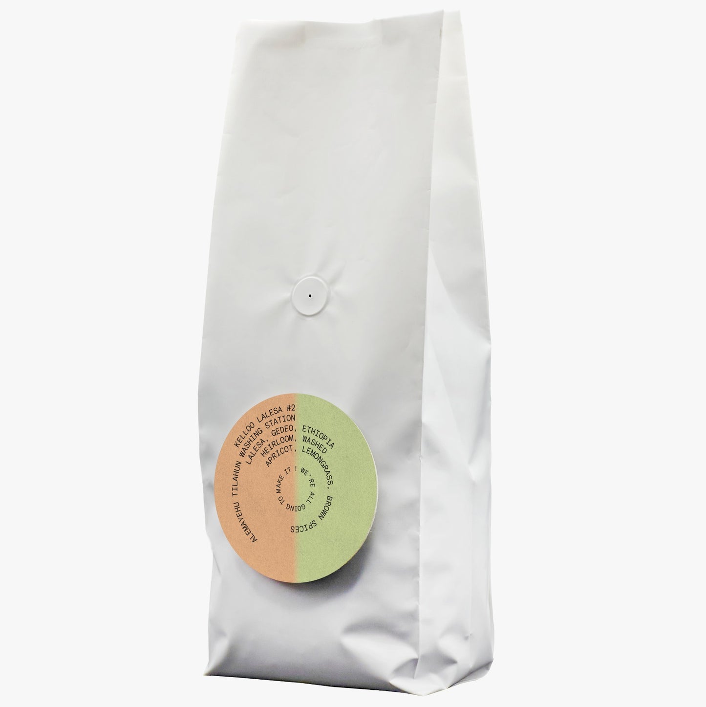 Ethiopia Kelloo Lalesa #2 1kg coffee bag packaging mockup.