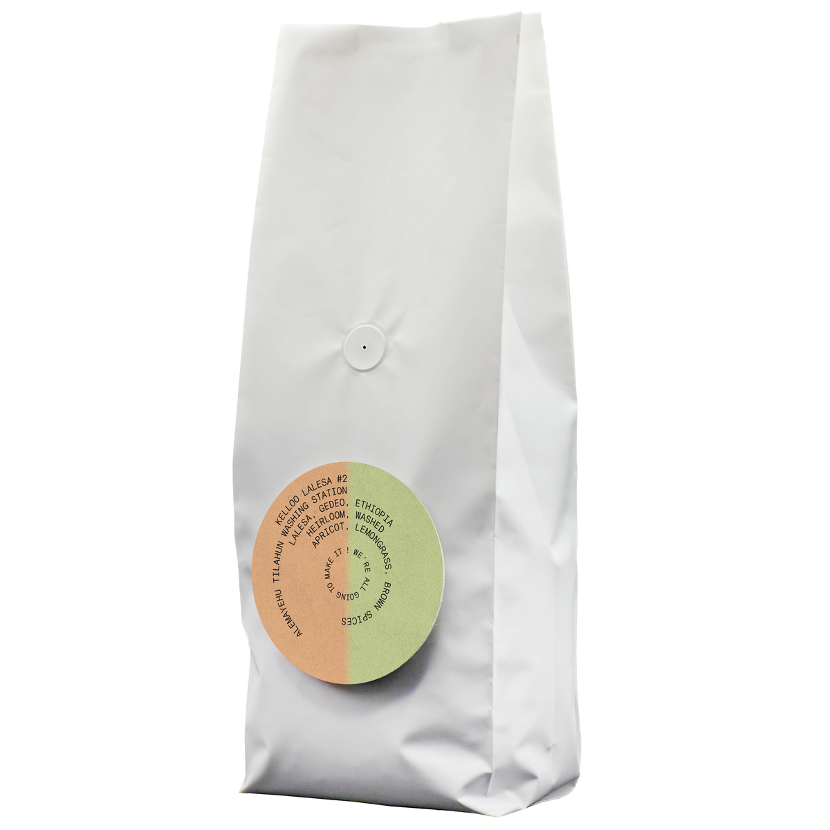 Ethiopia Kelloo Lalesa #2 1kg coffee bag packaging mockup.