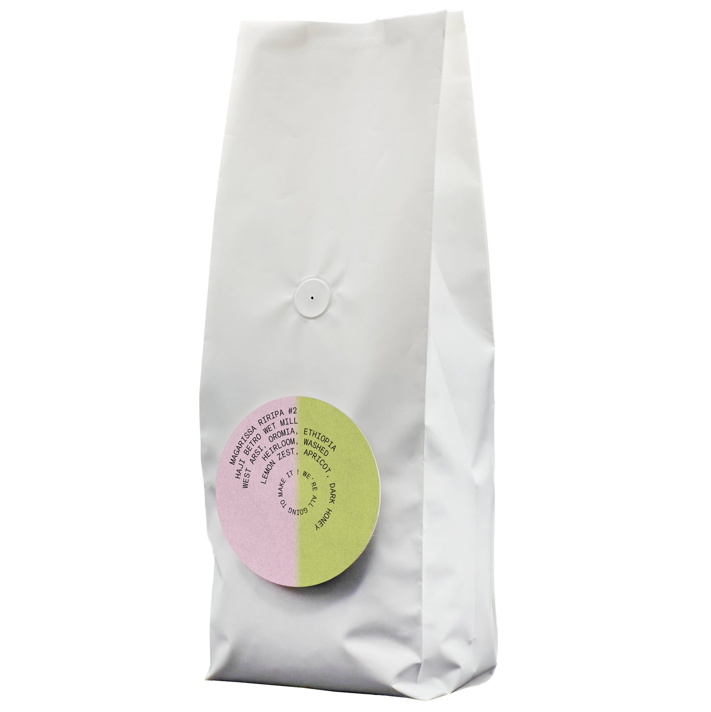 Ethiopia Magarissa Riripa #2 1kg coffee bag packaging mockup.